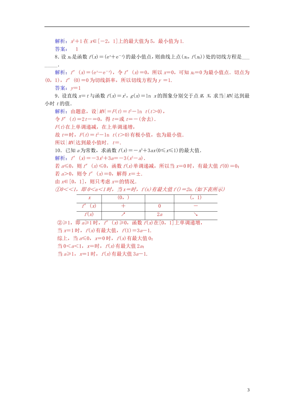 高中数学 1.3.3函数的最大（小）值与导数学案 新人教A版选修2-2-新人教A版高二选修2-2数学学案_第3页