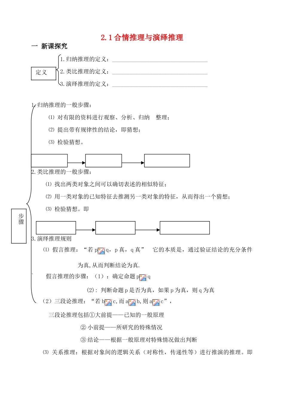 高中数学 2.1.1合情推理与演绎推理学案 新人教B版选修2-2_第1页