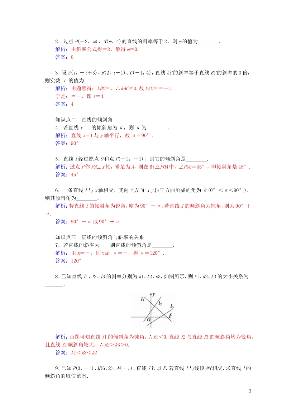 高中数学 2.1.1直线的斜率学案 苏教版必修2-苏教版高二必修2数学学案_第3页