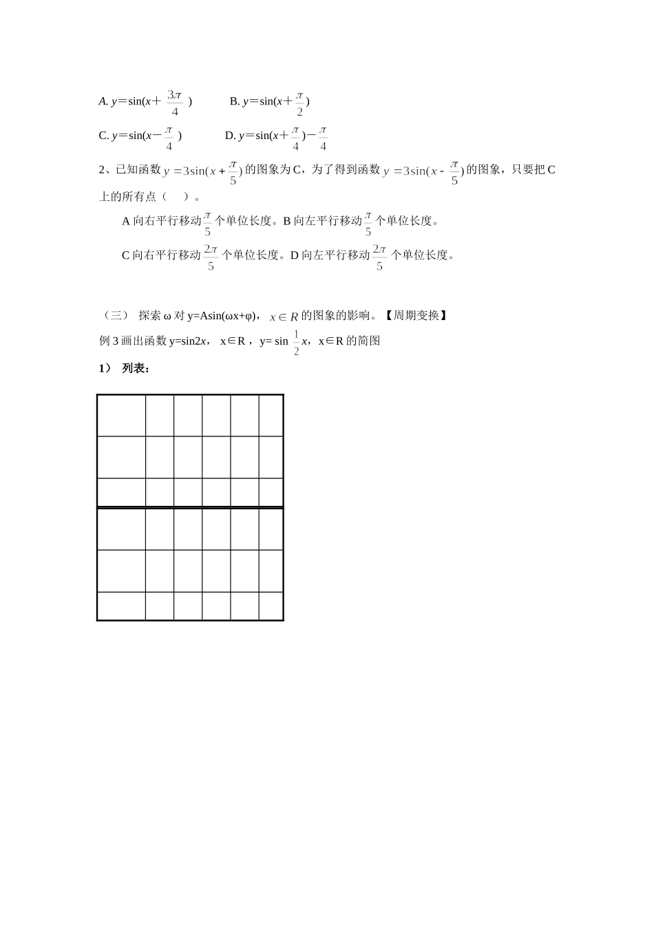 高中数学 1.5  函数y=Asin(ωx+φ)的图象学案 新人教版必修4_第3页
