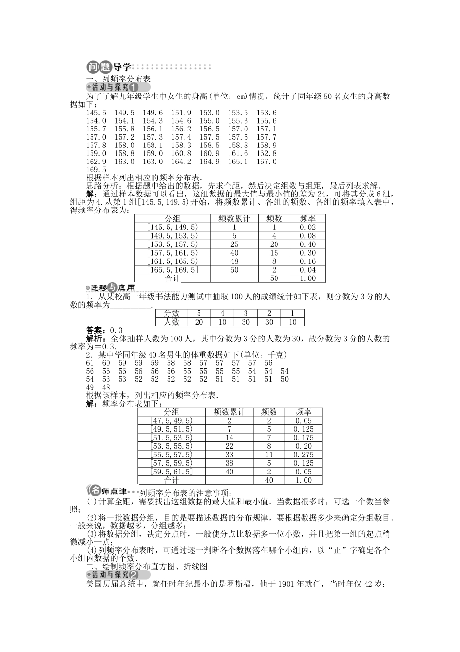 高中数学 2.2.2 频率分布直方图与折线图学案 苏教版必修3-苏教版高中必修3数学学案_第2页