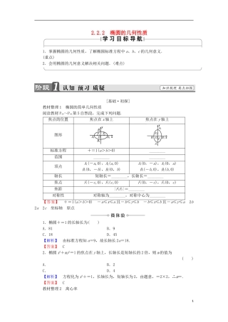 高中数学 2.2.2 椭圆的几何性质学案 新人教B版选修2-1-新人教B版高中选修2-1数学学案