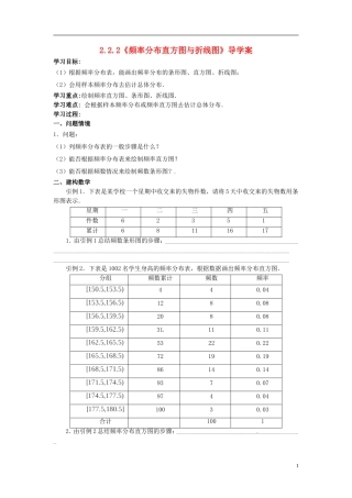 高中数学 2.2.2《频率分布直方图与折线图》导学案 苏教版必修3