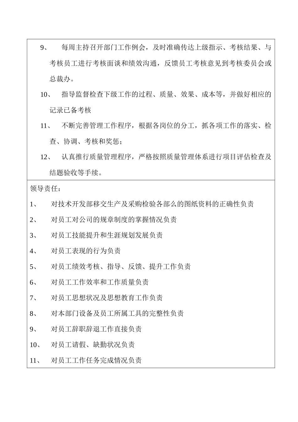 某企业技术开发部长职位说明书_第2页