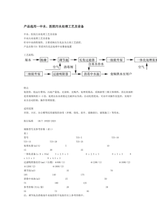 医院污水处理工艺及设备