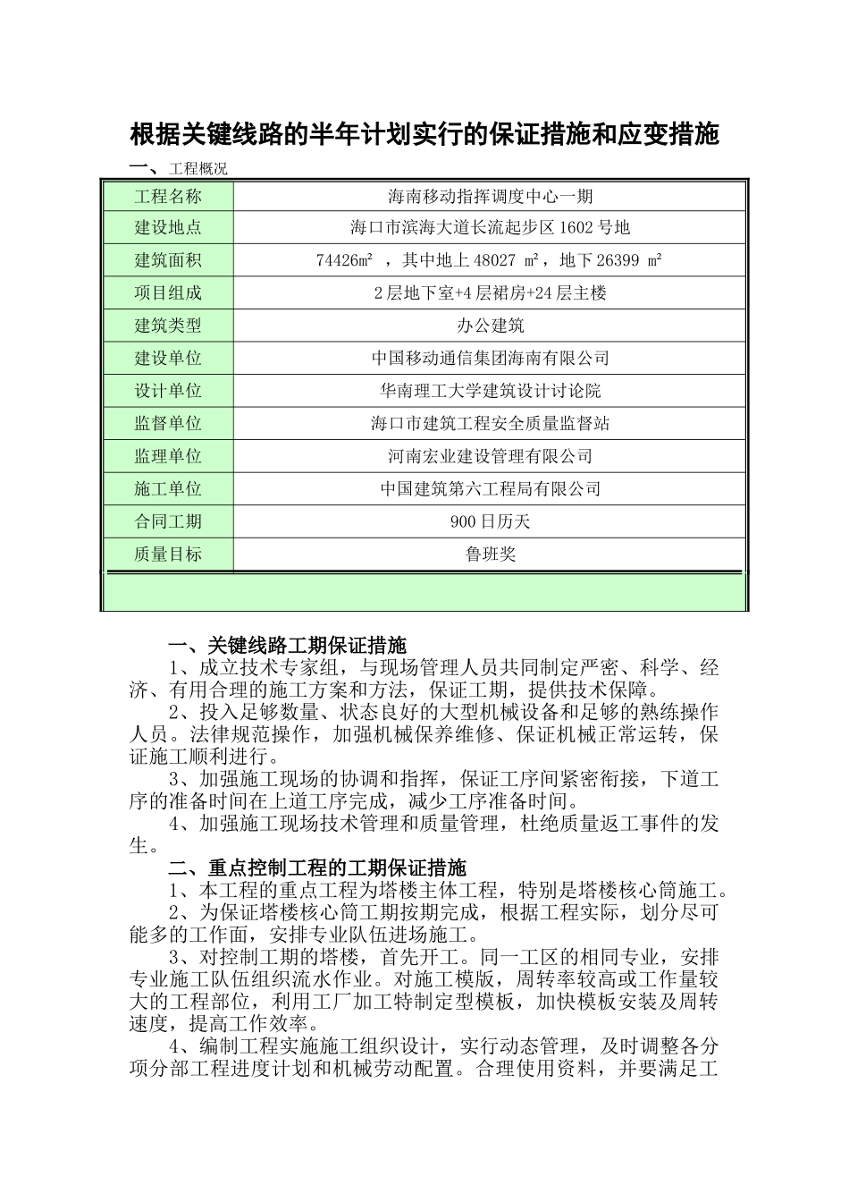 半年计划的保证措施和应变措施_第1页