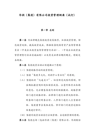 华润集团投资管理纲要
