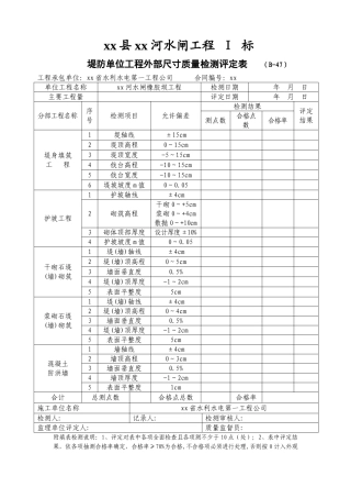 单位工程外部尺寸质量检测评定表