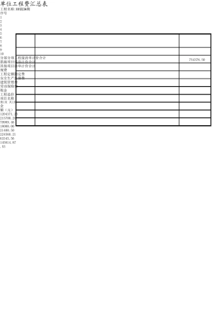 单位工程汇总表