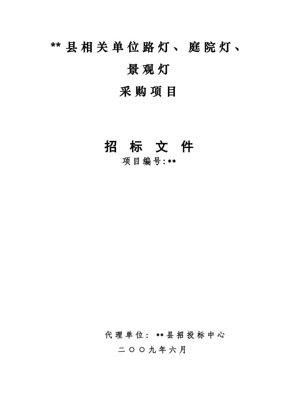 单位路灯、庭院灯、景观灯采购项目招标文件_第1页