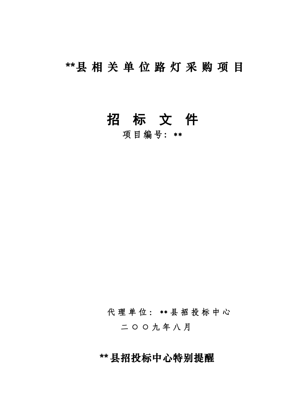 单位路灯采购项目招标文件_第1页