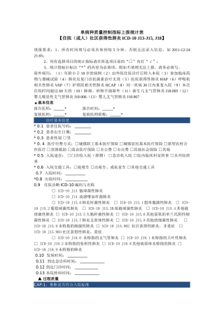 单病种质量控制指标上报统计表肺炎