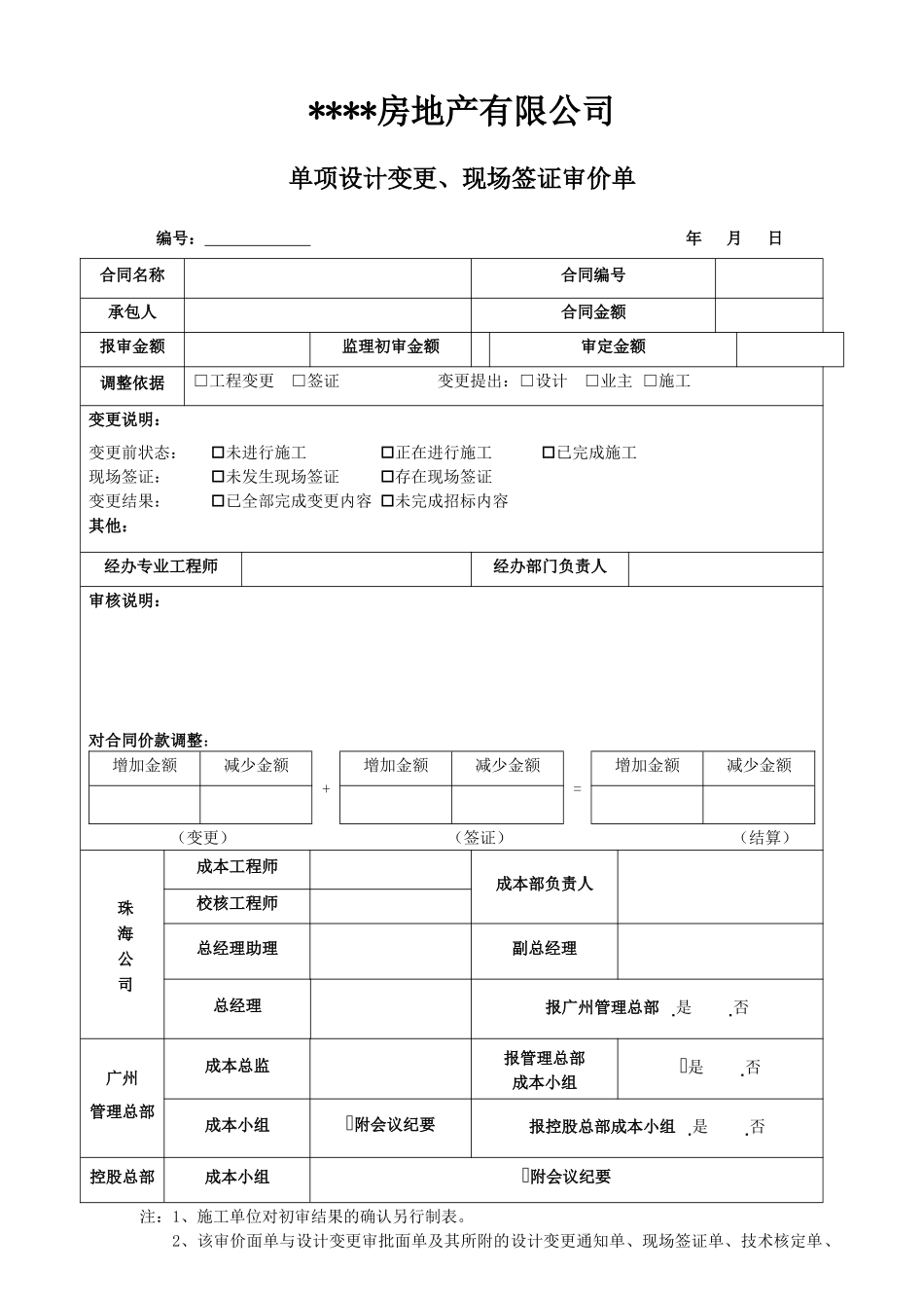 单项设计变更、现场签证审价单_第1页