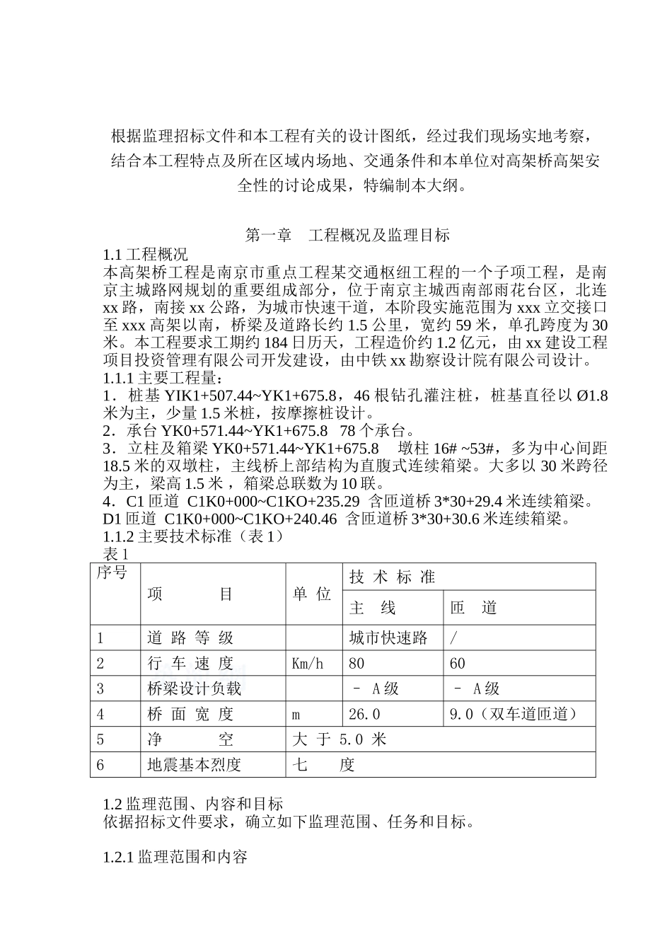 南京某高架桥工程监理大纲_第1页