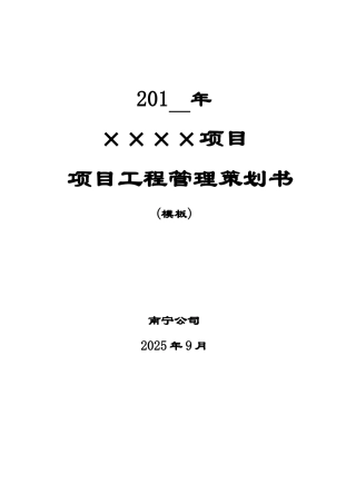 南宁公司项目工程管理策划书