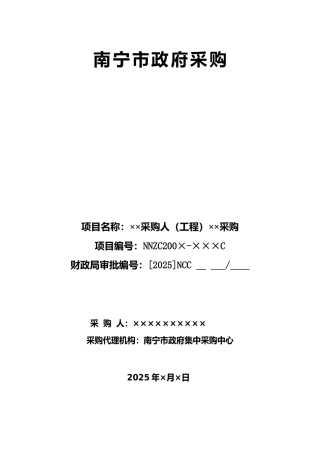 南宁市政府采购竞争性谈判采购文件