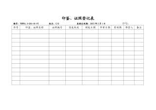 印鉴证照登记表