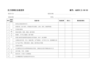 压力容器现场安全检查表