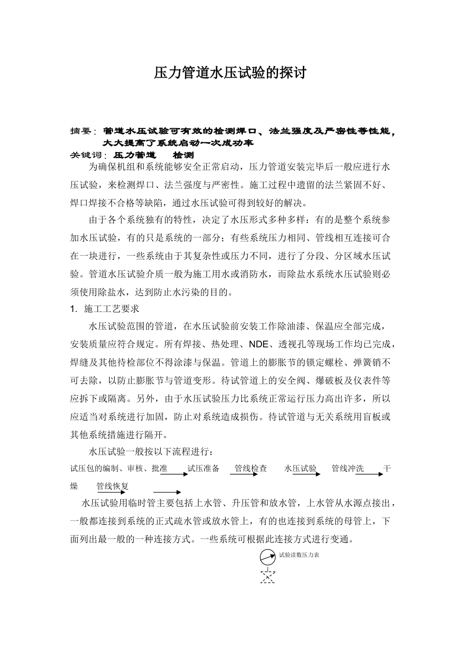 压力管道水压试验的探讨_第1页