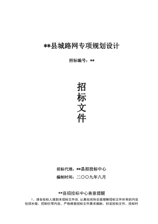 县城路网专项规划设计招标文件