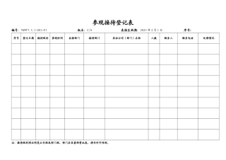 参观接待登记表