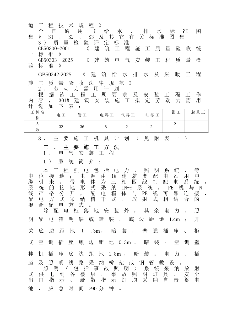 号厂房工程电气、给排水施工组织设计(陪3)_第2页