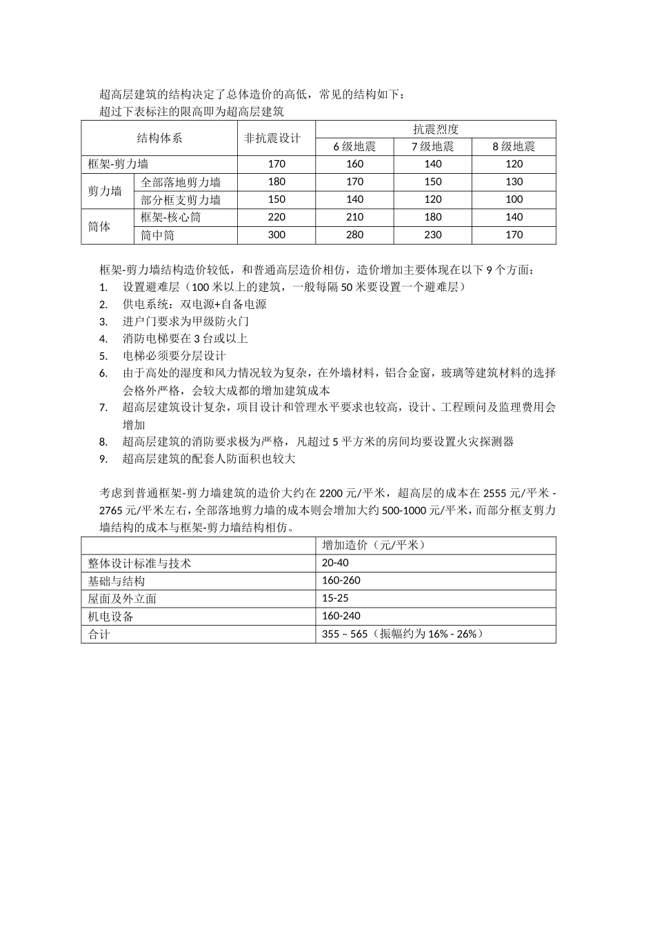 各类超高层建筑造价指标对比分析_第1页