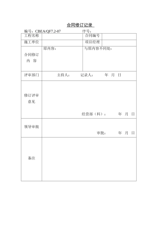 合同修订记录表