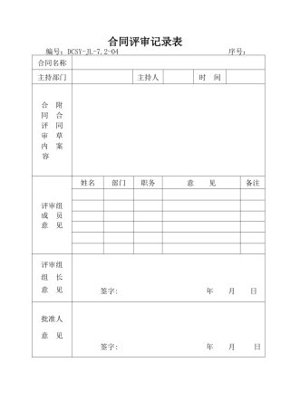 合同评审记录表-secret