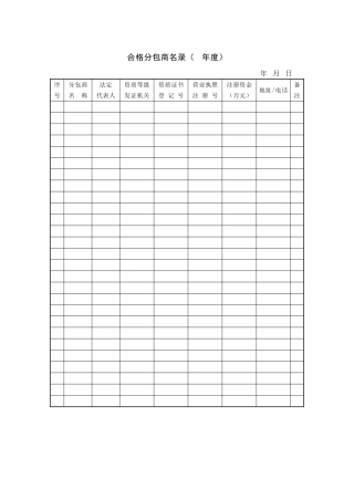 合格分包商名录