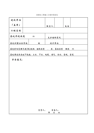 合肥市深基坑工程施工方案审查意见