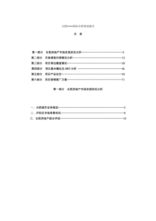 合肥某国际化高尚社区项目全程策划报告