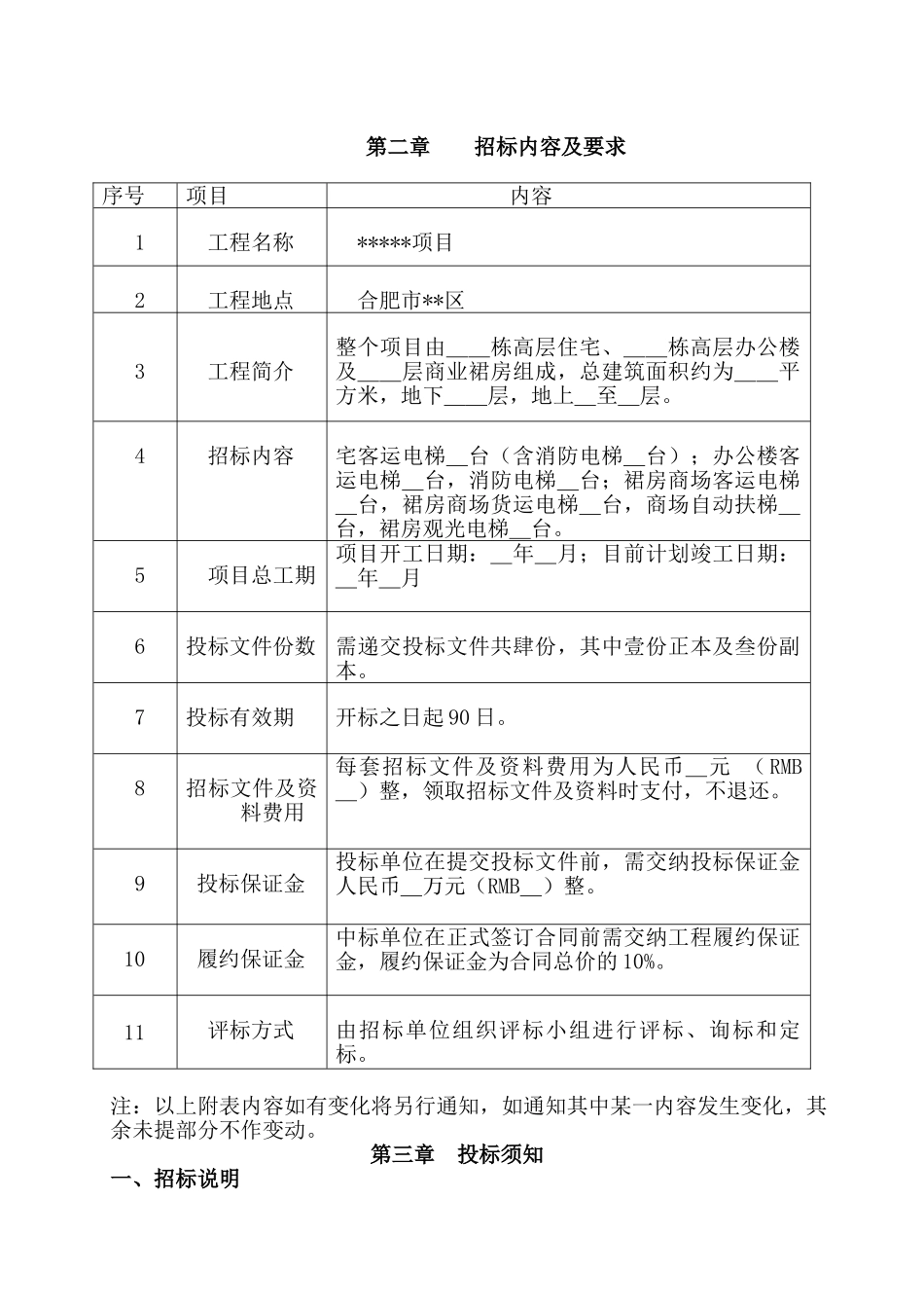合肥某项目电梯设备采购、安装招标文件_第2页