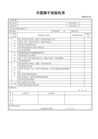 吊篮脚手架验收表