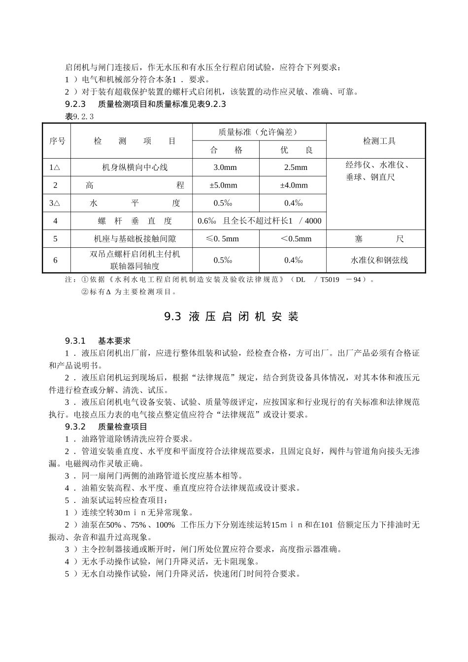 启闭机安装江苏某甲级水利监理质量标准之六_第3页