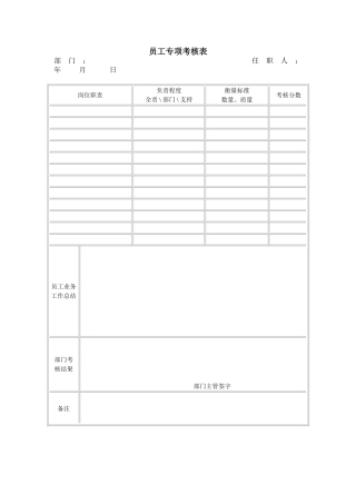 员工专项考核表
