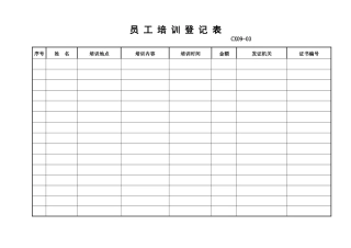 员工培训登记表