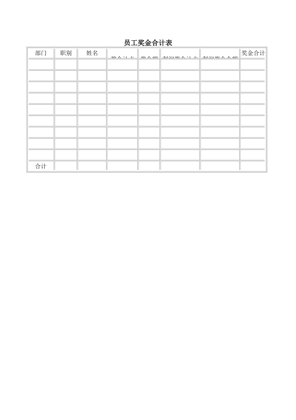 员工奖金合计表_第1页