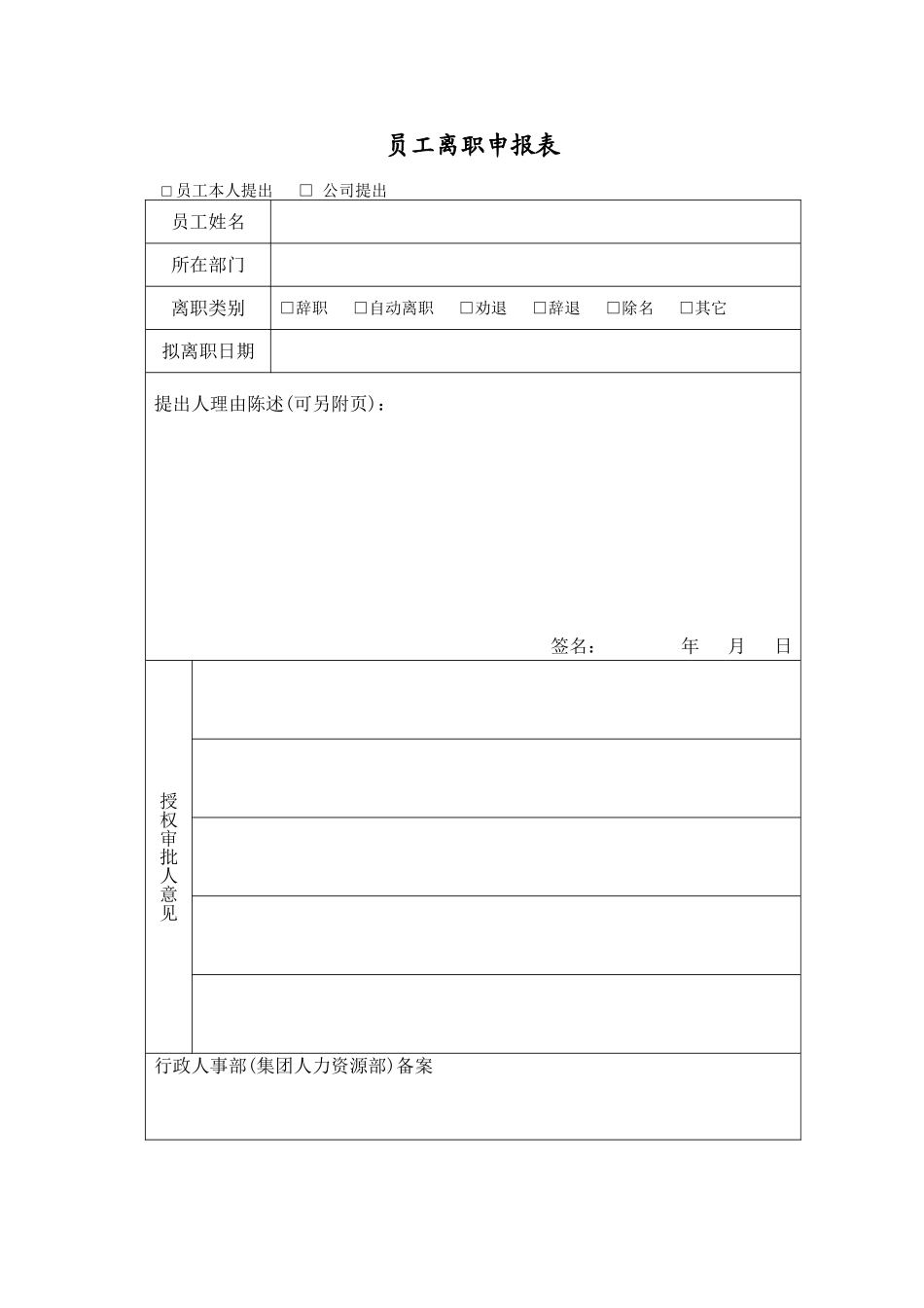 员工离职申报表90_第1页