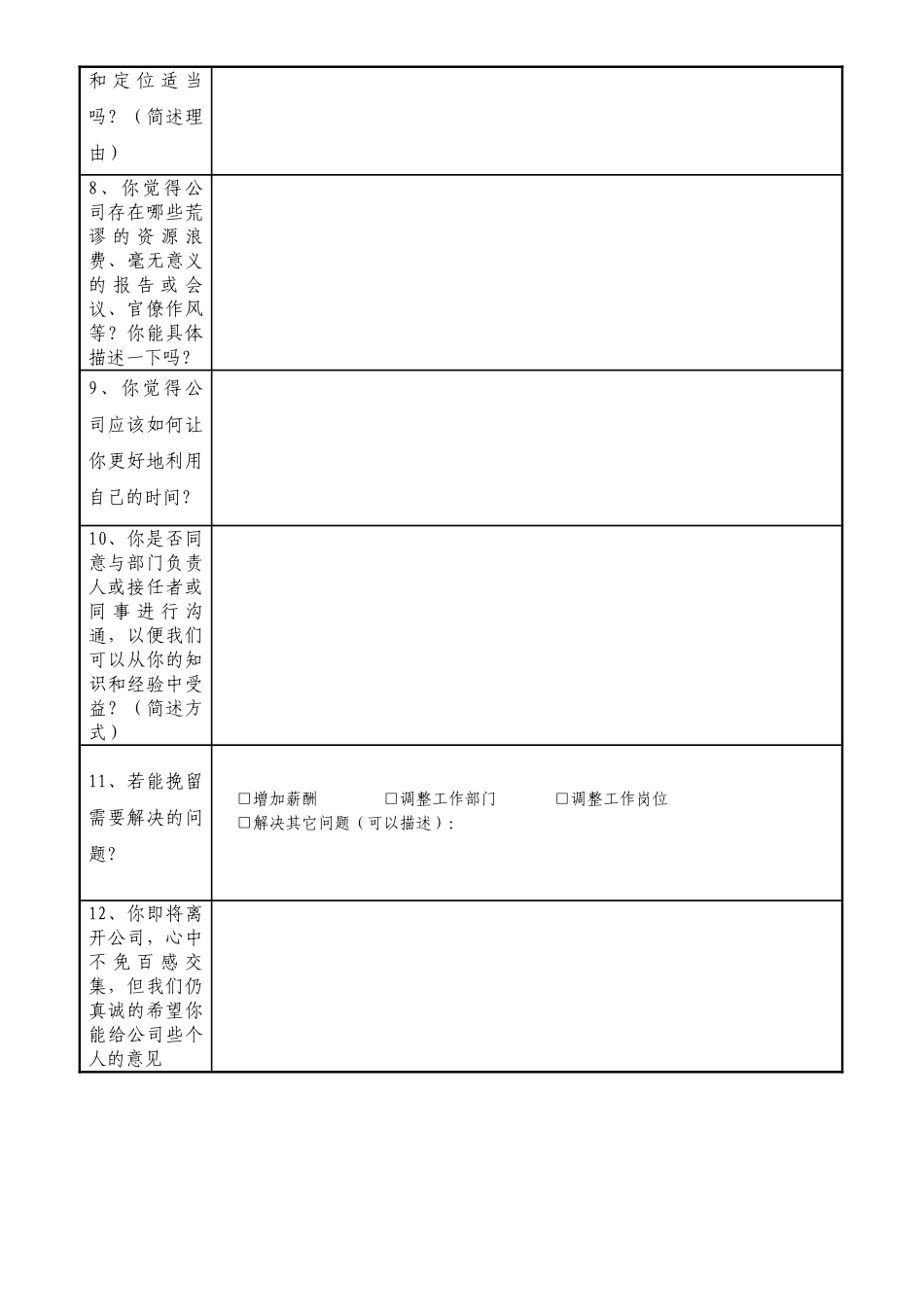员工离职面谈记录表_第2页
