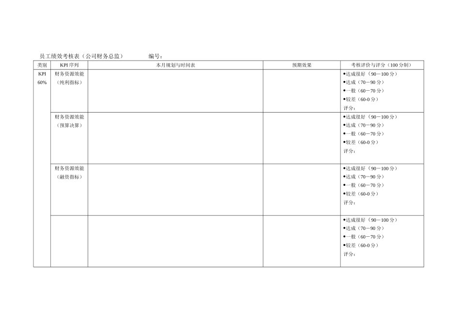 员工绩效考核表(公司财务总监)_第1页
