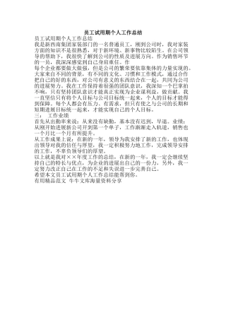 员工试用期个人工作总结-精品范文资料
