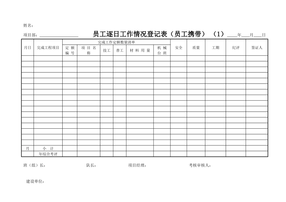 员工逐日工作情况登记表_第1页