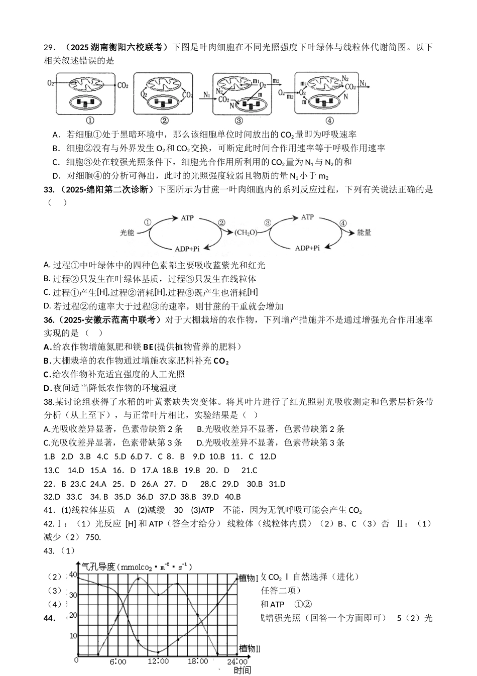 呼吸作用和光合作用的练习题_第3页
