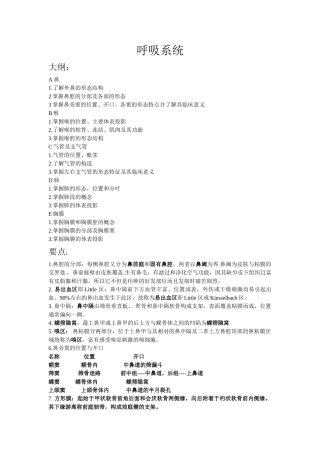 呼吸系统知识点归纳
