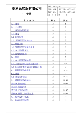 品质手册-金属加工