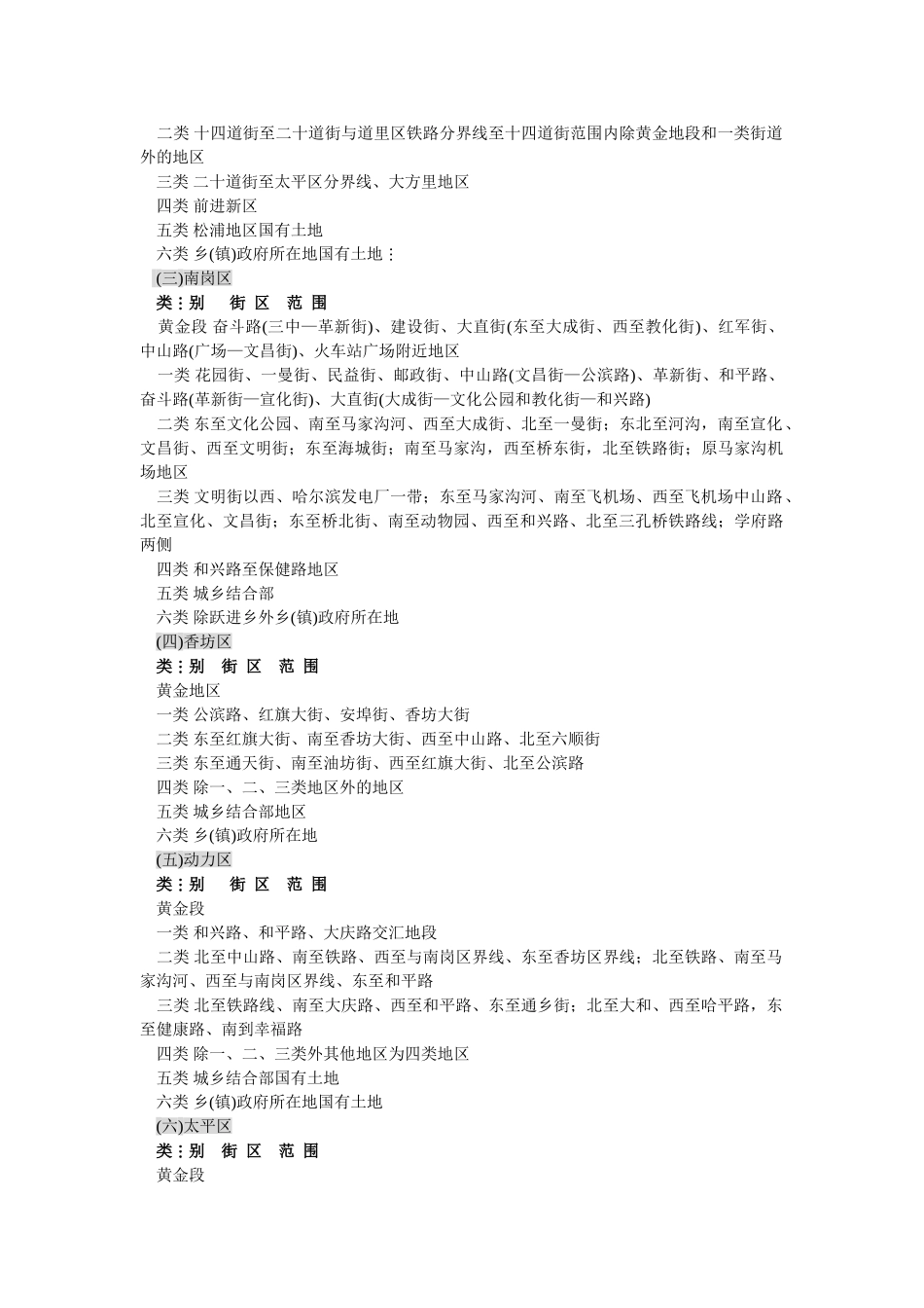 哈尔滨市市区城镇国有土地使用权出让基准地价表_第3页