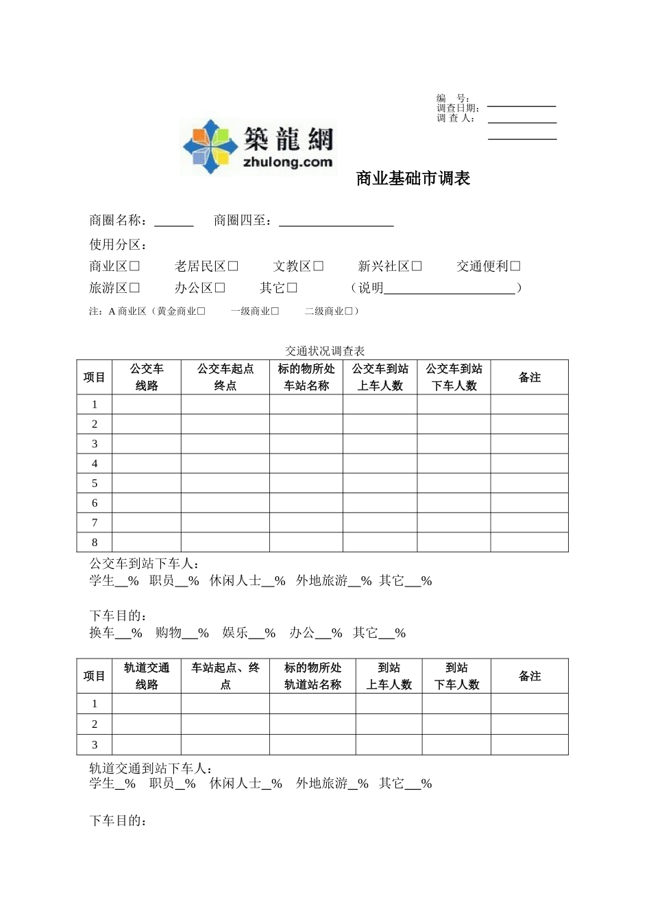 商业基础市调表_第1页