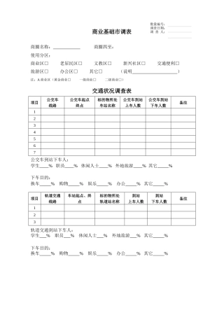 商业基础市调表