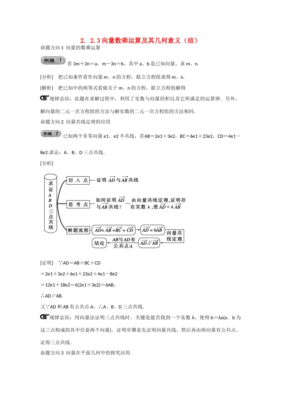 高中数学 2.2.3向量数乘运算及其几何意义（结）新人教A版必修4-新人教A版高中必修4数学素材_第1页